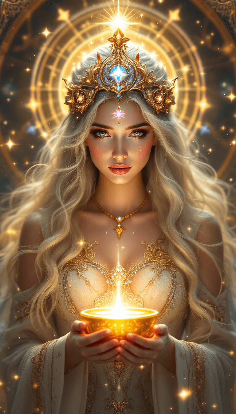 AI generated: Ultra-high resolution, Hyper-detailed fantasy artwork, A beautiful celestial maiden with intricate a...
