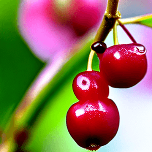 AI generated: cherry bud with dew drops