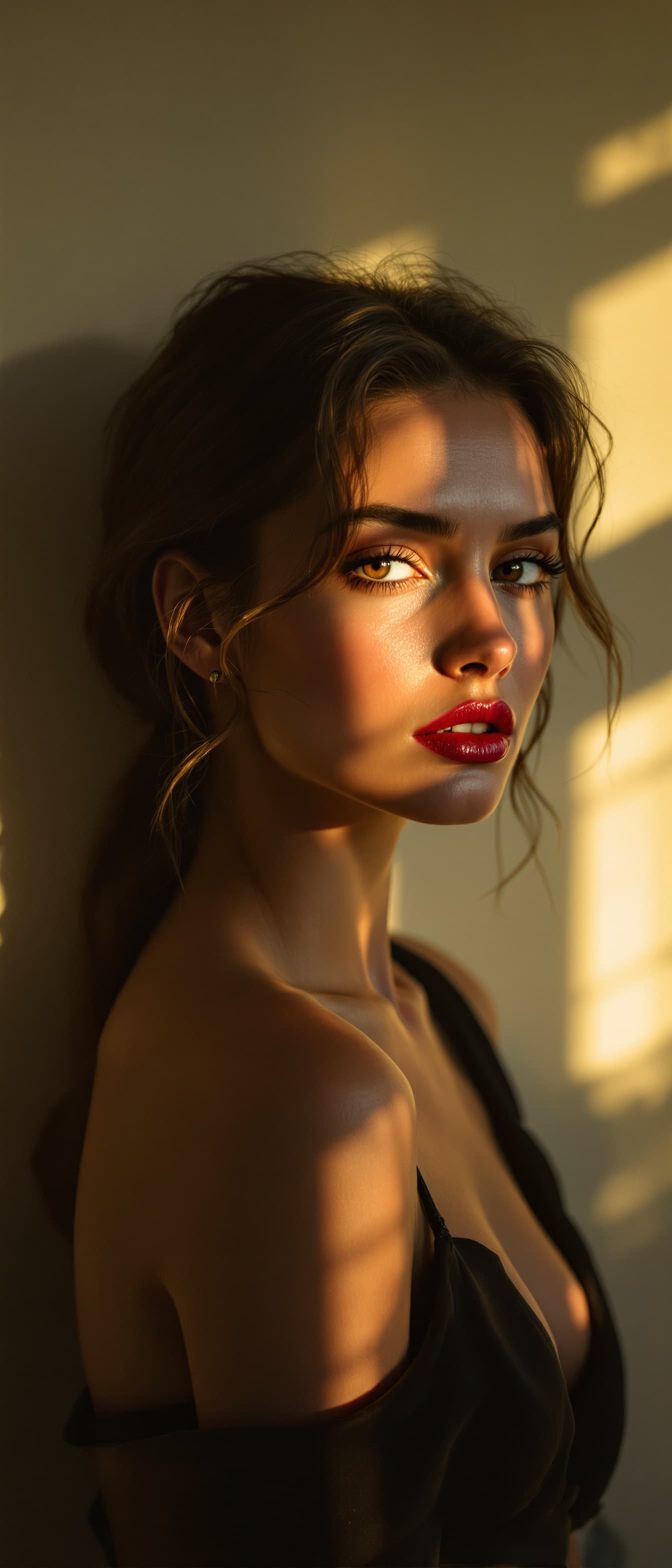AI generated: Professional photography, fine art, warm, soft aesthetic, dramatic cinematic head and torso portrait...