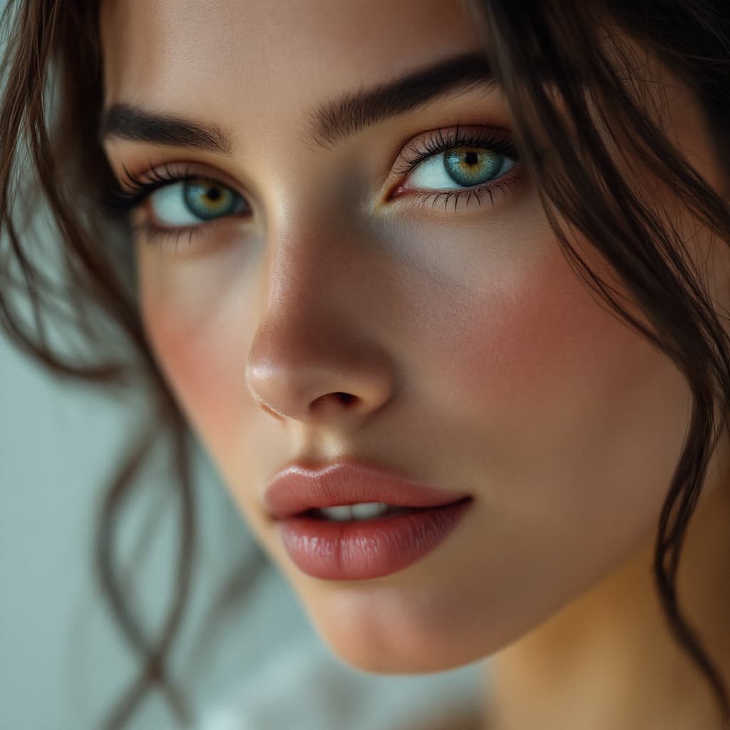 AI generated: high definition photo, stunning french model, close-up, in the style of european beauty standards, p...