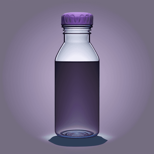 AI generated: A vector stock illustration of a blue water bottle with a purple cap and varying shades of purple. T...