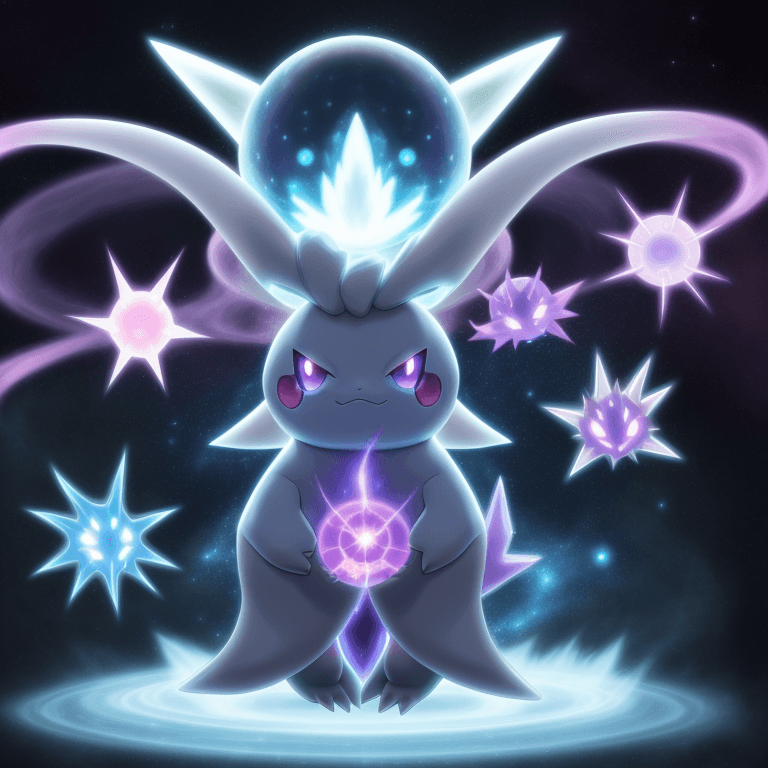 AI generated: pokemon from space, cosmic pokemon, ghost type plasma pokemon