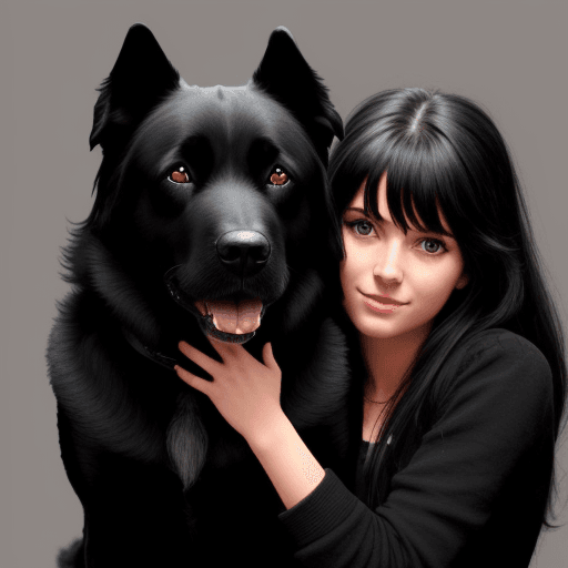 AI generated: Black dog and a buitifull girl 

