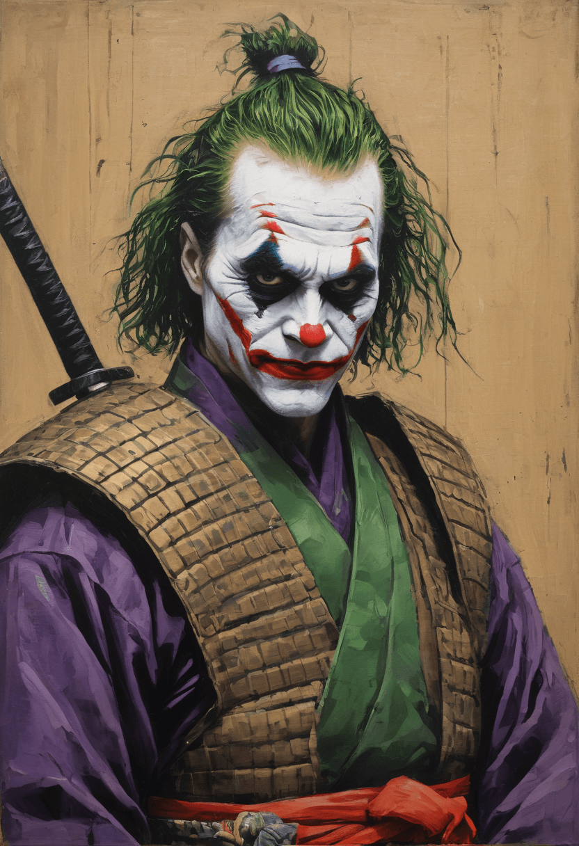 AI generated:  The Joker, as a samurai , Outsider Art