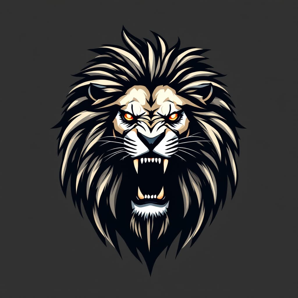 AI generated: vector style roaring lion head with dreads strong geometric shape  
