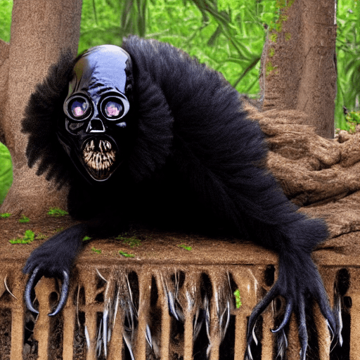 AI generated: Horror black creature,scary animal,sore face,