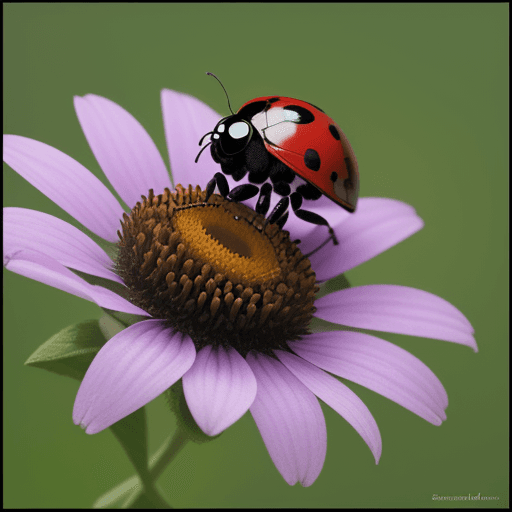 AI generated: ladybird on flower, heaven sunn flouers landcape 