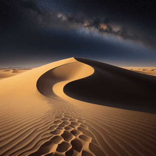 AI generated: In a breathtaking display of realism, envision a scene of unparalleled beauty: a star-studded desert...