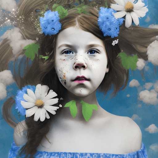 AI generated: 1 girl, respirator on face, flowers grow from girl's mouth, flowers wrap around hair, flower crown, ...