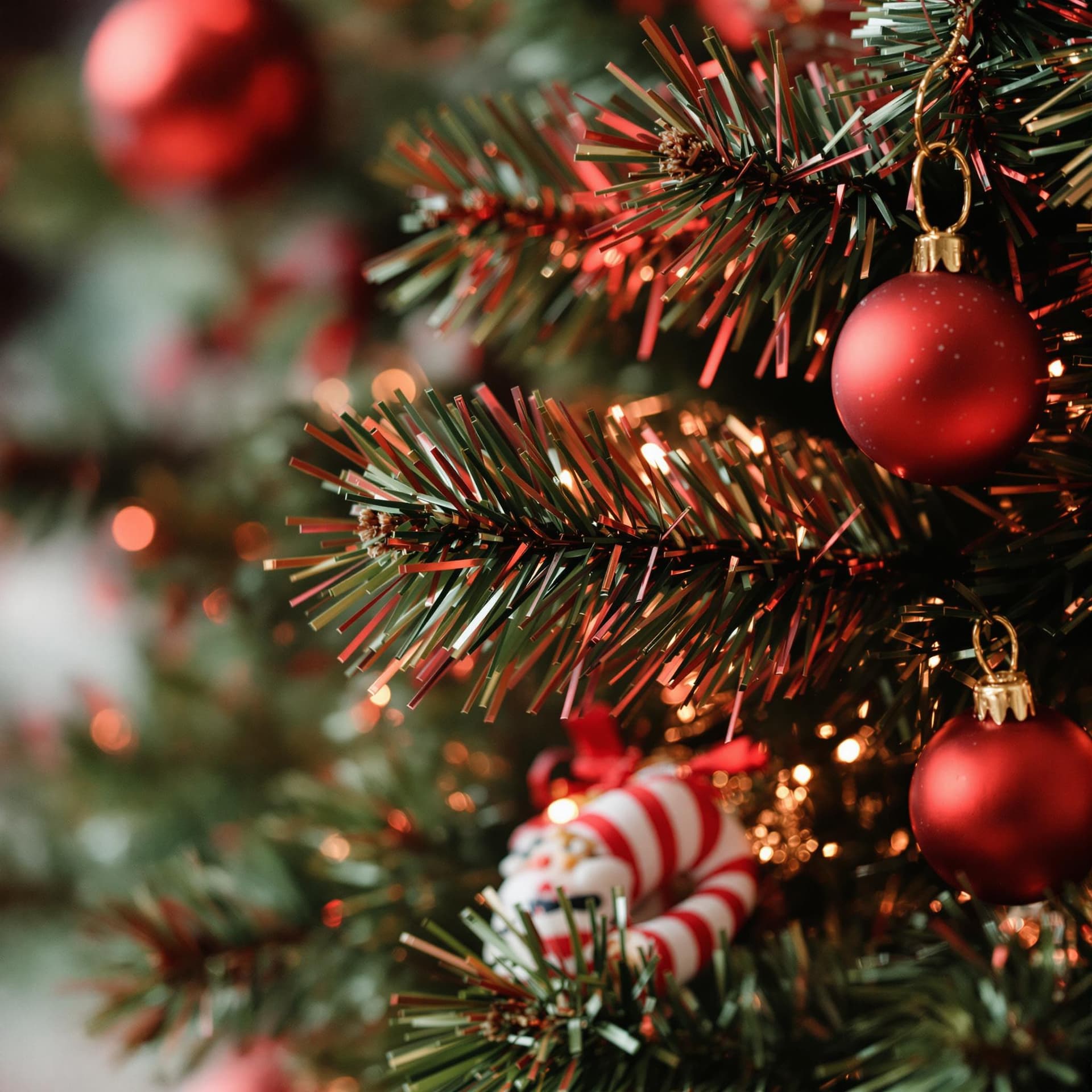 AI generated: in the style of movie poster, Christmas tree toy close-up, red, vintage-inspired designs, detail-ori...