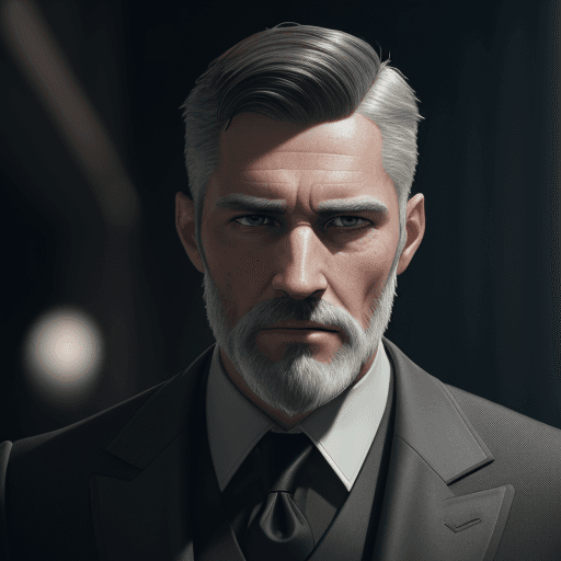 AI generated: Photo of an ultra-realistic man with a formal suit, Caucasian appearance, partly with a gray beard, ...