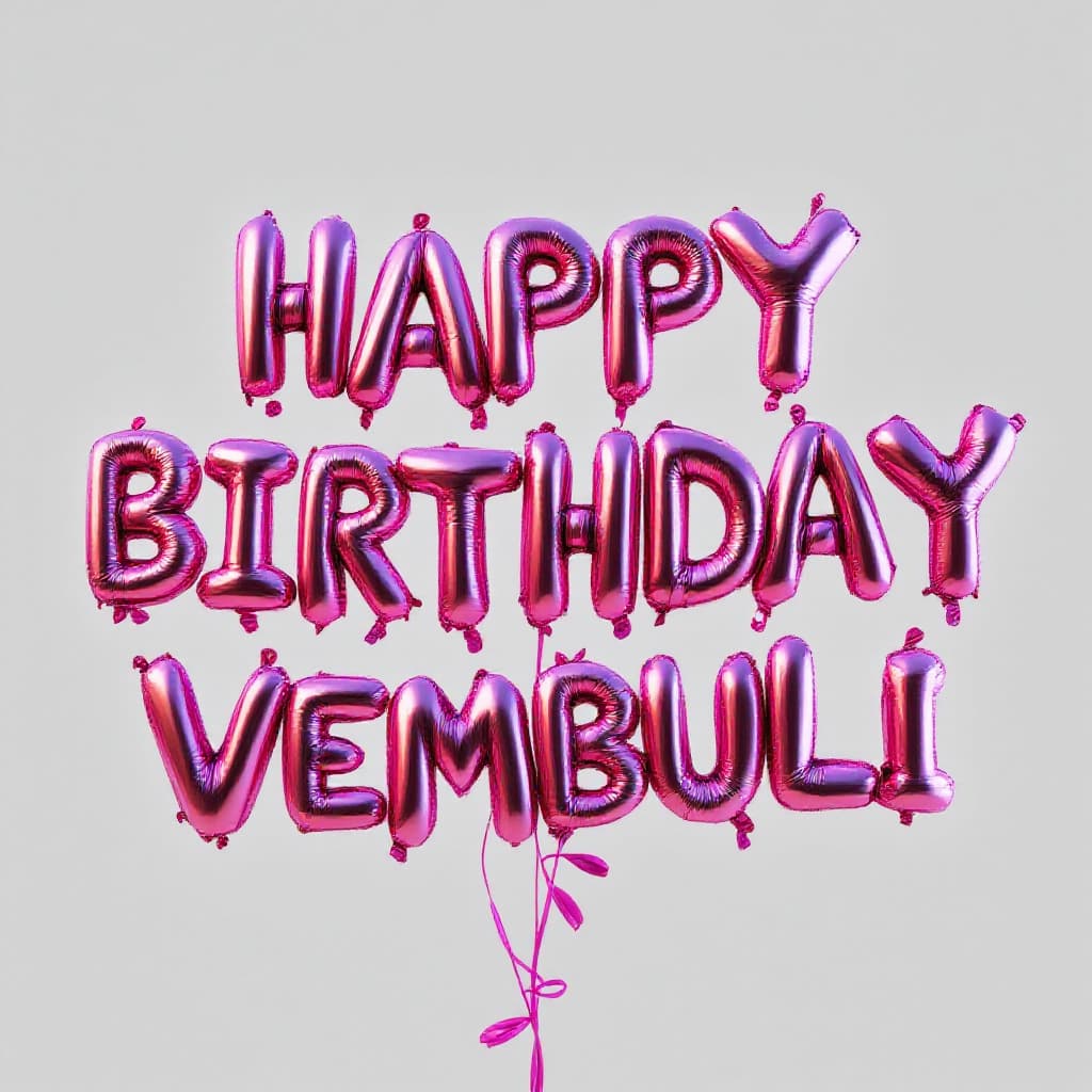 AI generated: photorealistic, high resolution rendering, balloon of lettering, "HAPPY BIRTHDAY SHOBANA VEMBULI", u...