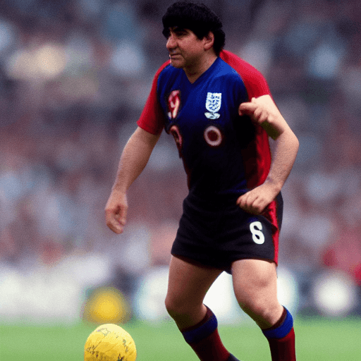 AI generated: Hyper realistic maradona wearing england uniform
