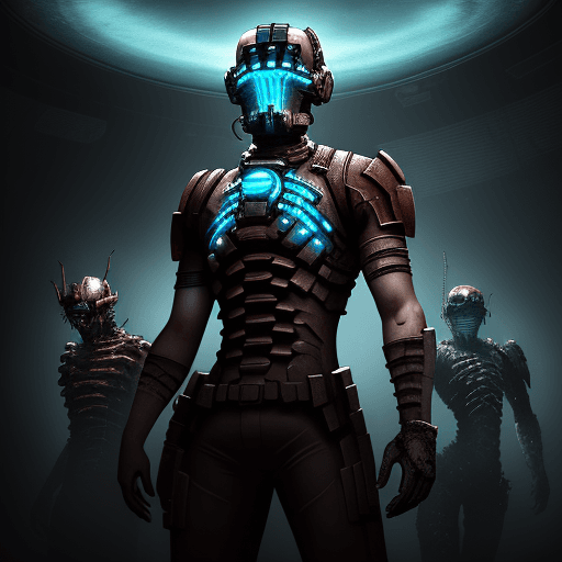 AI generated: Dead space, Isaac Clark at the space, with necromorps and with Nicol