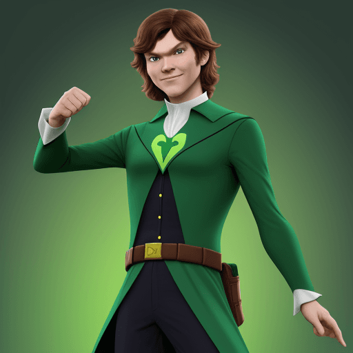 AI generated: Javier Milei superhero. As a Disney Cartoon Character 

green suite