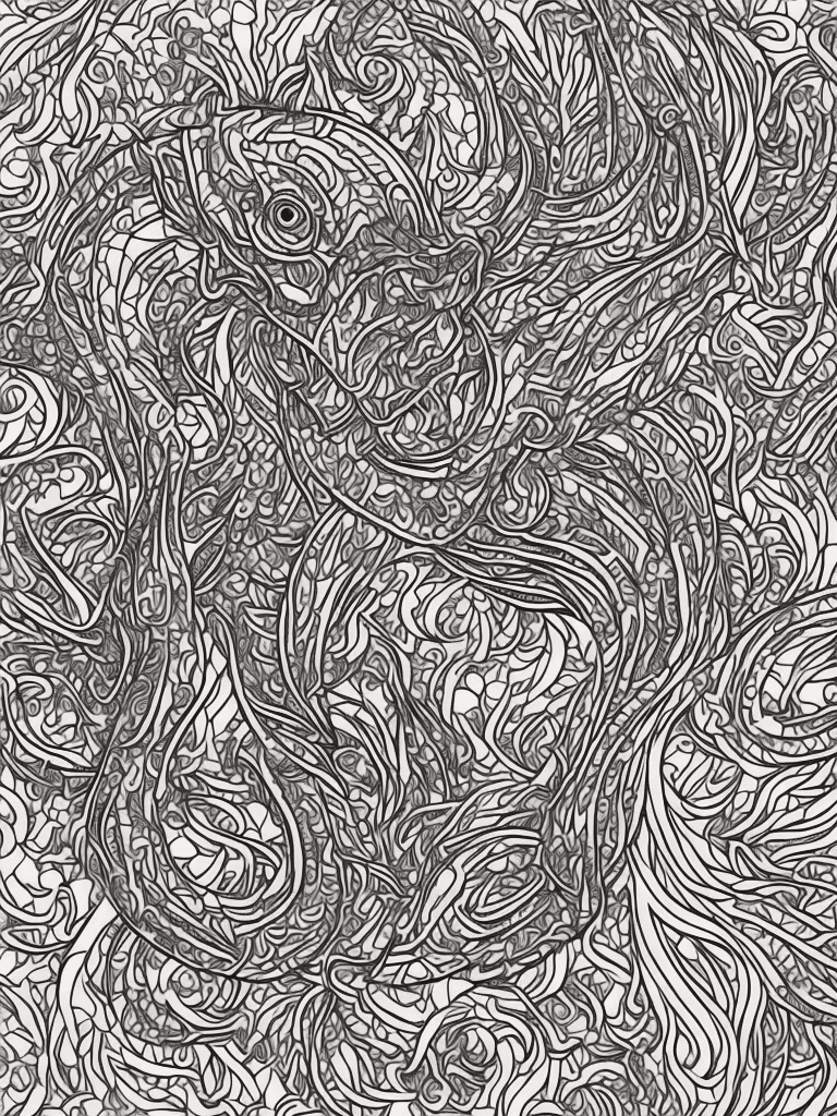 AI generated: coloring page for adults trippy dinosaurs bold line art