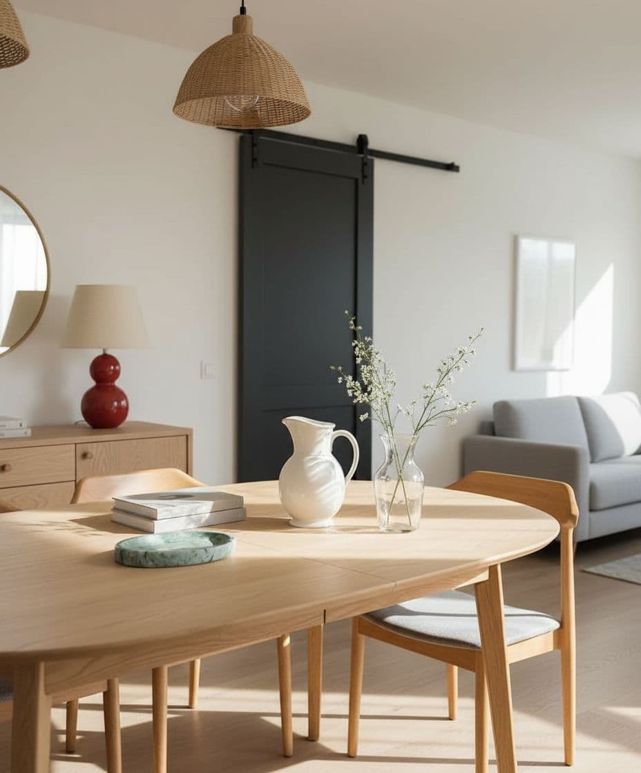 AI generated: The scene should feel curated and balanced, like an interior design magazine photo, with soft shadow...