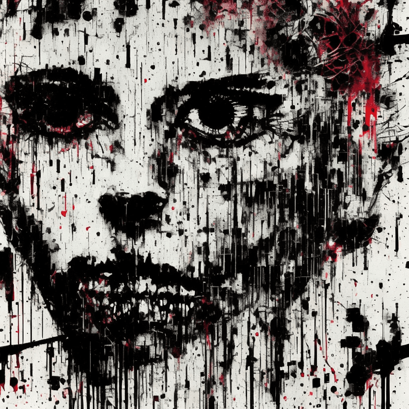 AI generated: zombie abstract illustration, glitch effects, fading, by Guy Denning, by Johannes Itten, by Russ Mil...