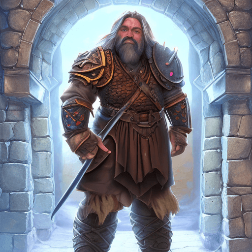 AI generated: dungeons and dragons style dwarf, whole body, detailed face, fantasy bard, hiding in alley, rpg, sym...