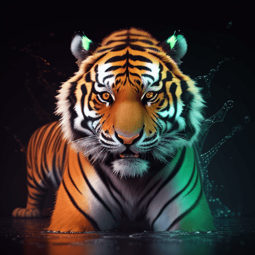 AI generated: A tiger made of vibrant liquid plasma, octane render, 8k