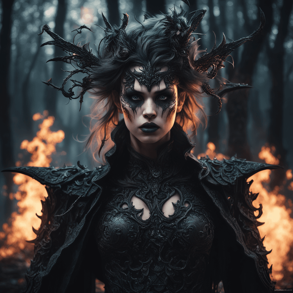 AI generated: lightning fire,smoke,Epic Scene with a Dark Fairy,glowing,misty, uhd photorealisitc authentic psycho...