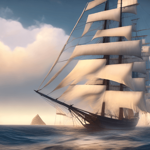 AI generated: Photo of a ultra realistic sailing ship, dramatic light, pale sunrise, cinematic lighting, battered,...