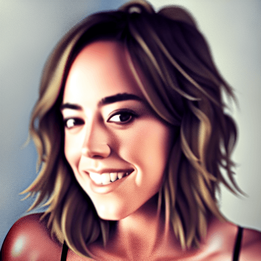 AI generated: Image of Chloe Bennet, smiling, red blush, beautiful, elegent, smooth skin, nice, female, full front...