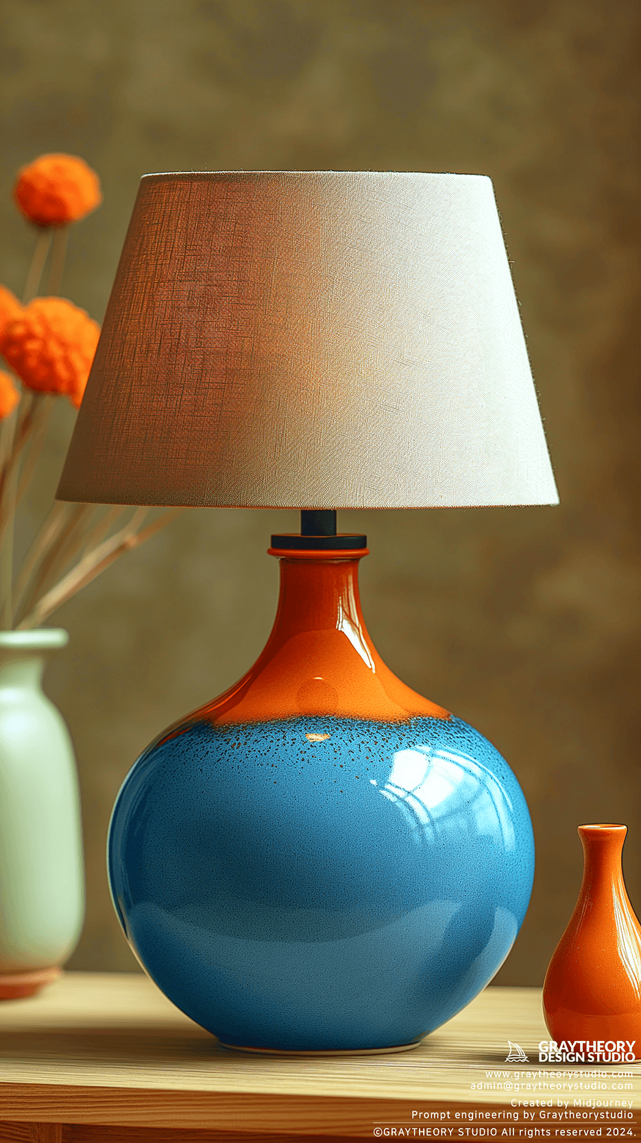 AI generated: photogrpahy, table Lamp, contrast of the background
