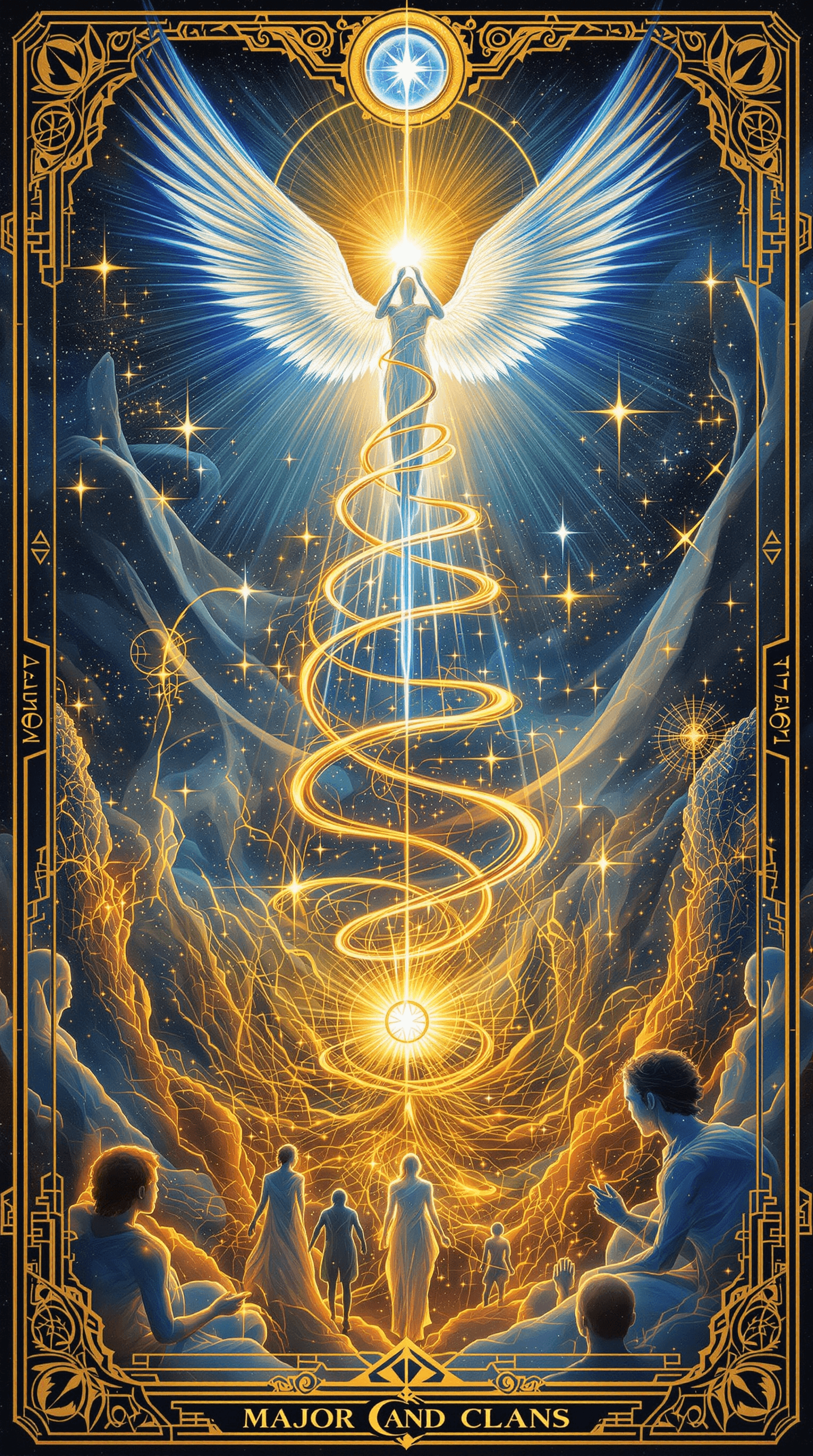 AI generated: Each Major Arcana card will feature hyper-realistic gold, opal quartz, neon hues, silver holographic...