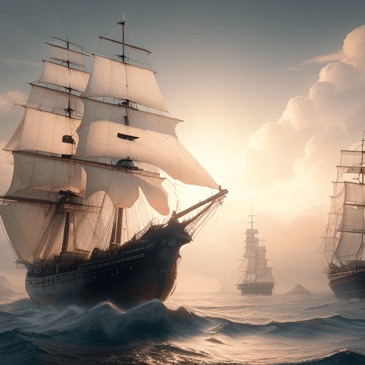 AI generated: Photo of a ultra realistic sailing ship, dramatic light, pale sunrise, cinematic lighting, battered,...