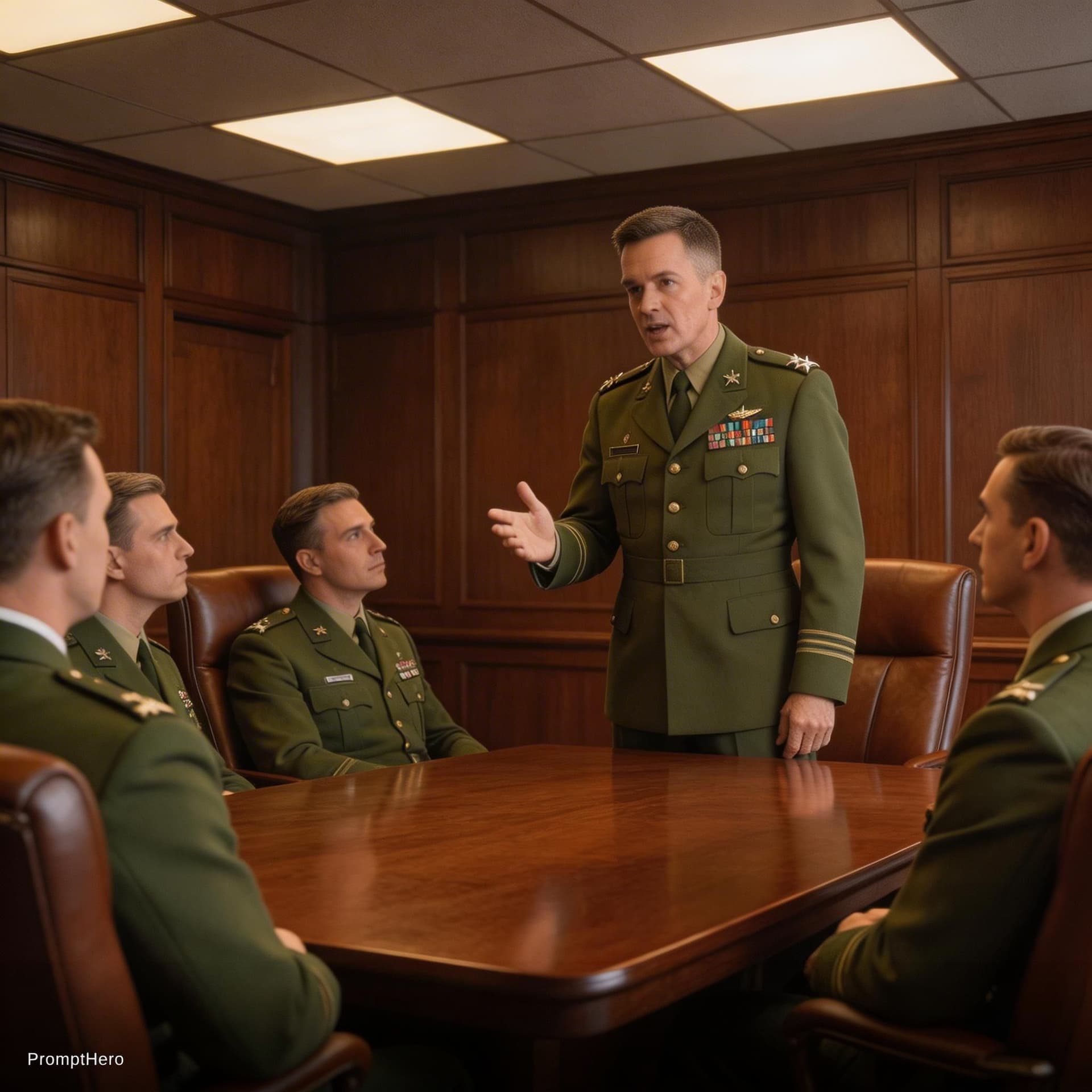 AI generated: Sci-Fi Scene. Remove the General's hat. Unreal 5 rendering - Ultra Realism. 