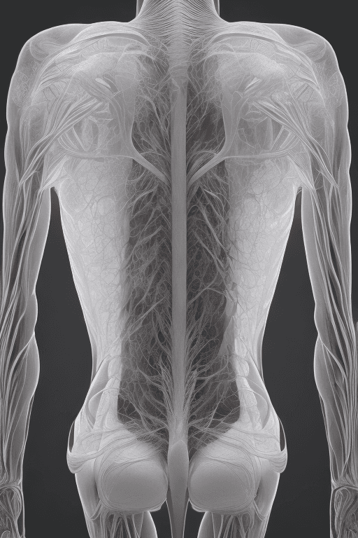 AI generated: 3d rendering, artistic anatomical render, ultra quality, human body with transparent skin revealing ...