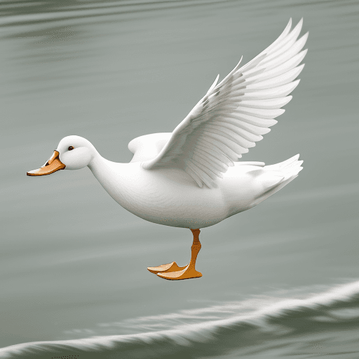AI generated: A graceful white colored duck, action shot, impressionist art, Adolf WÃ¶lfli, graceful glide, award,...