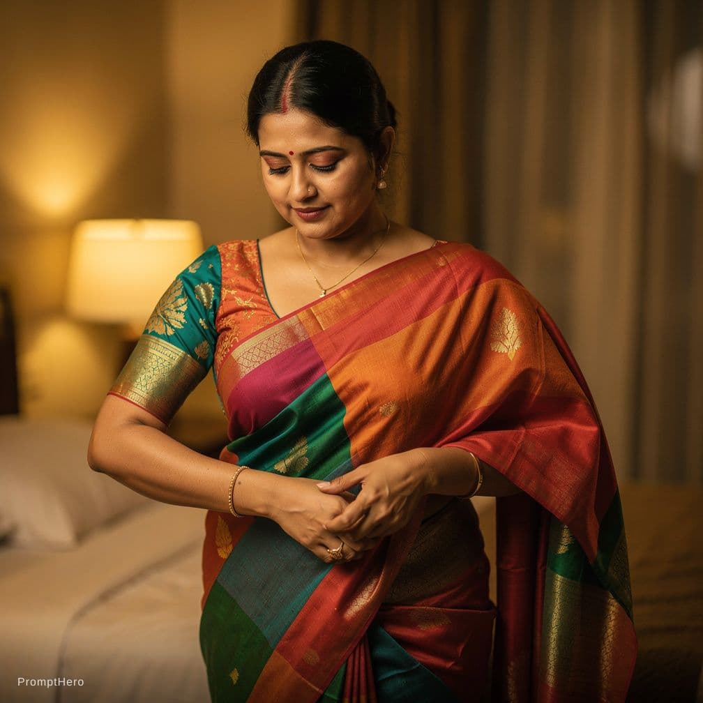 AI generated: Aunty removes her sareee