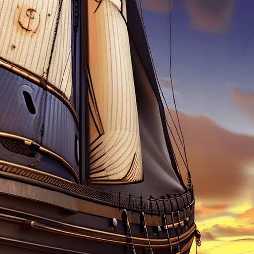 AI generated: Photo of a ultra realistic sailing ship, dramatic light, pale sunrise, cinematic lighting, battered,...