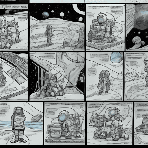 AI generated: comic book strips, storyboard cartoon comic book, color, storyboard comic, storyboard a boy wearing ...