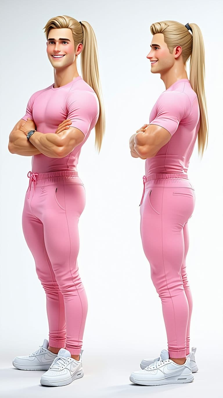 AI generated: A highly detailed and hyper-realistic full-body digital illustration of a 18-year-old blonde men wit...