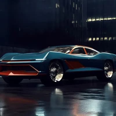 AI generated video: 360 pan of a concept car
