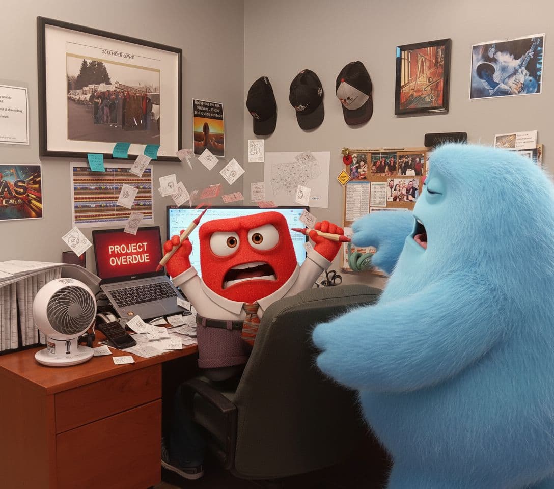 AI generated: CREATE AN ENTIRELY NEW UNIQUE ANIMATED SCENE FOR A NEW PIXAR MOVIE WITH INSPIRATION FROM BOTH IMAGES...