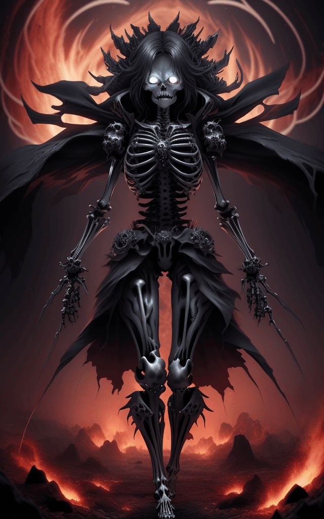 AI generated: explosive background breathtaking qt-kt skeleton lord anime metallic finish breathtaking uhd 16k vis...