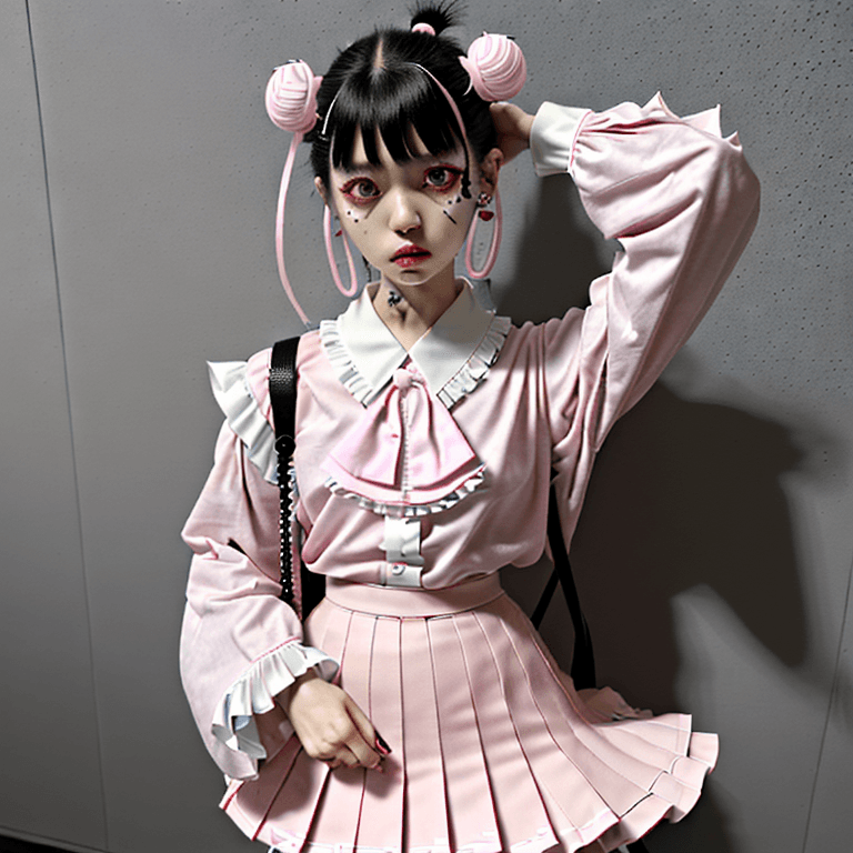 AI generated: (Masterpiece, Award winning , Best Quality:1.2), art by Shintaro Kago, solo, menhera, Yamikawa Punk,...