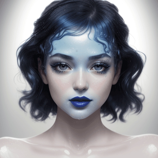 AI generated: the model is wearing blue colored lipstick and mascara, in the style of marilyn minter, animated gif...