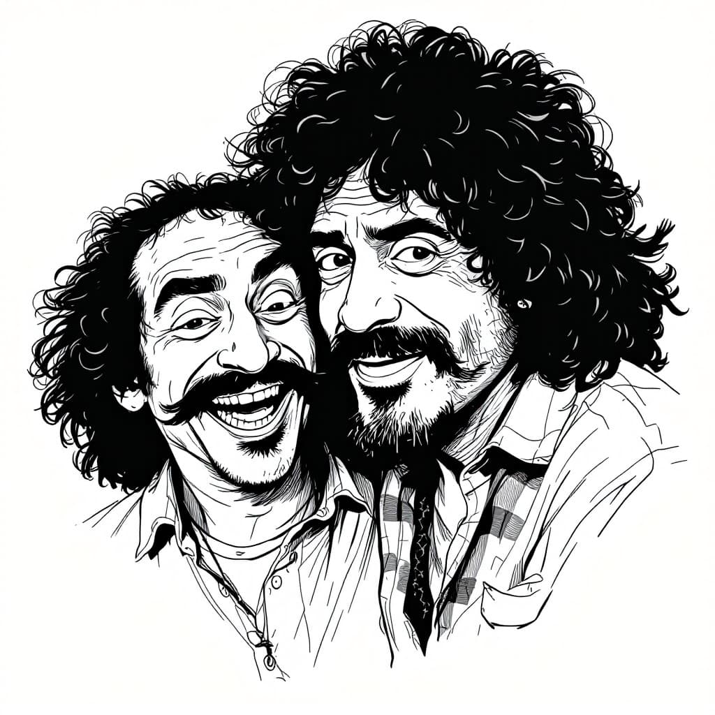 AI generated: classic cheech & chong drawing for shirt desing
