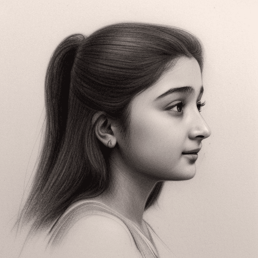 AI generated: graphite pencil drawing by Odilon Redon, sketch portrait, side view, an absolutely gorgeous Alia Bha...