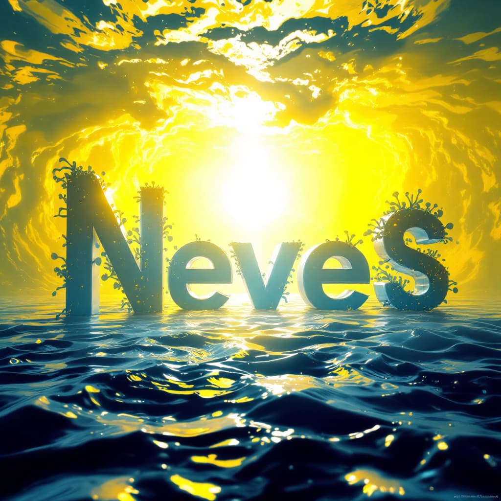 AI generated: 3D render of the letters [Name], periwinkle and canary yellow color blend, under the water, swirling...