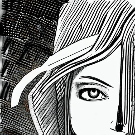 AI generated: black and white drawing of a girl , in the style of horror manga, bill sienkiewicz, animated gifs, y...