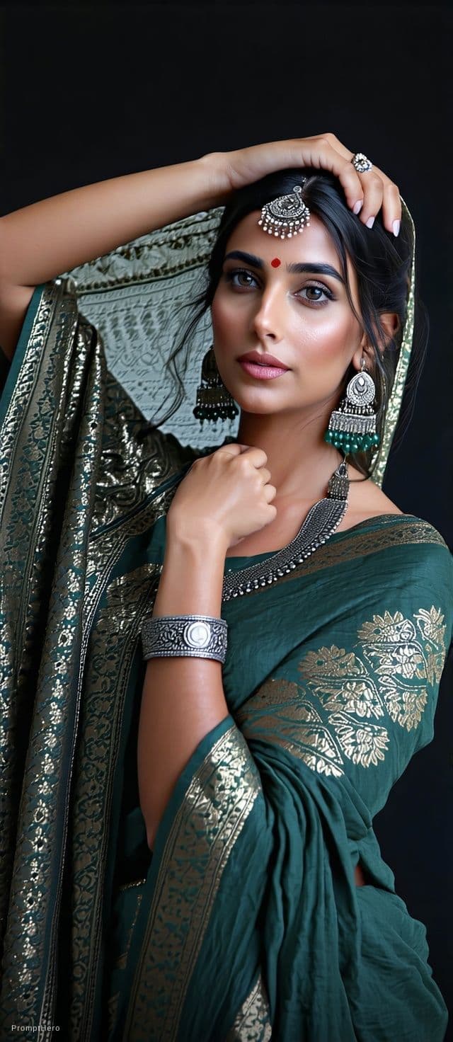 AI generated: Create a sexy girl in india style. and look like sexy. Keep the face same as I uploaded the image 
