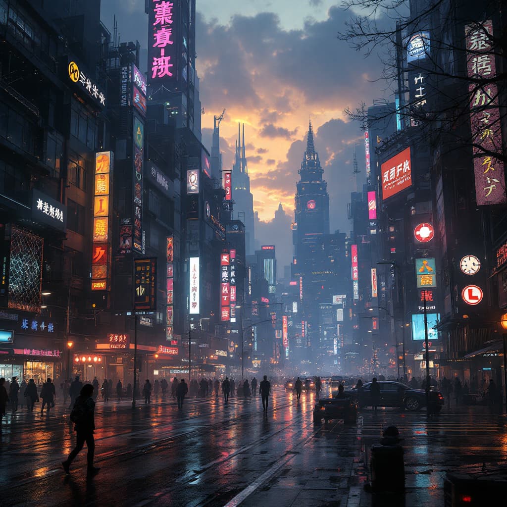 AI generated: a dark Cyberpunk art photography of a City life, the lively city and the dynamic background is highl...