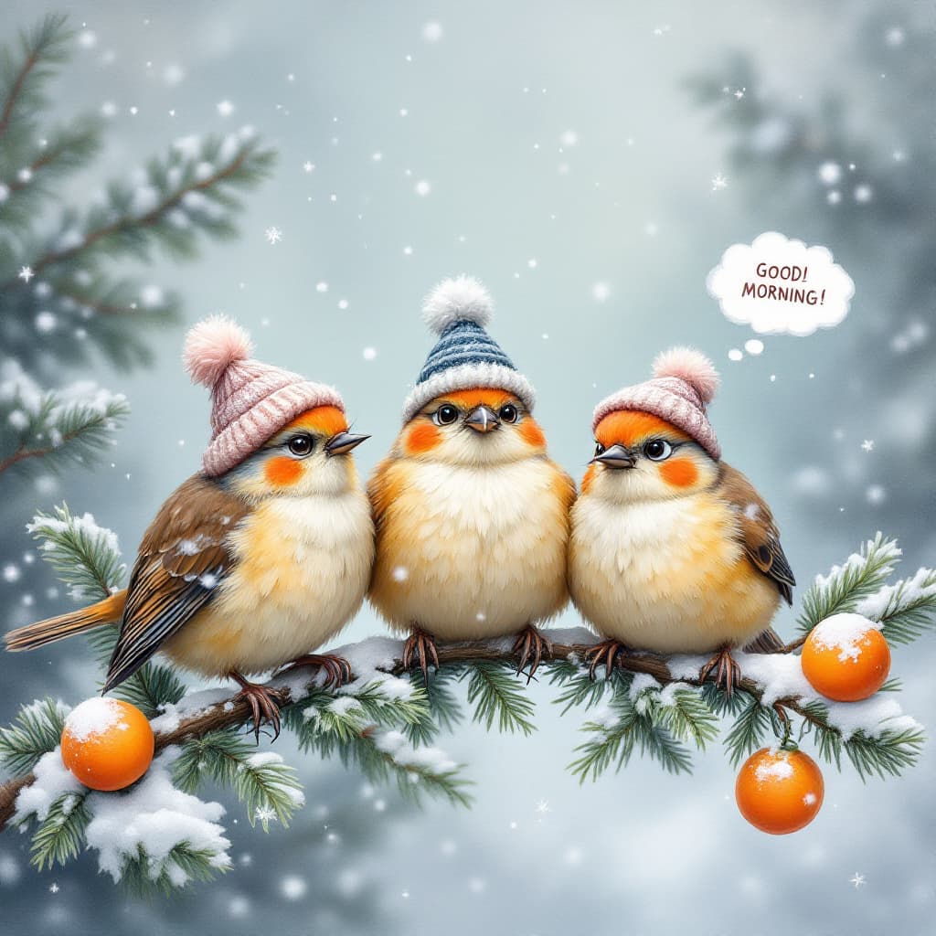 AI generated: An airbrushed oil painting of three funny, cartoonish birds of different species with ruffled feathe...