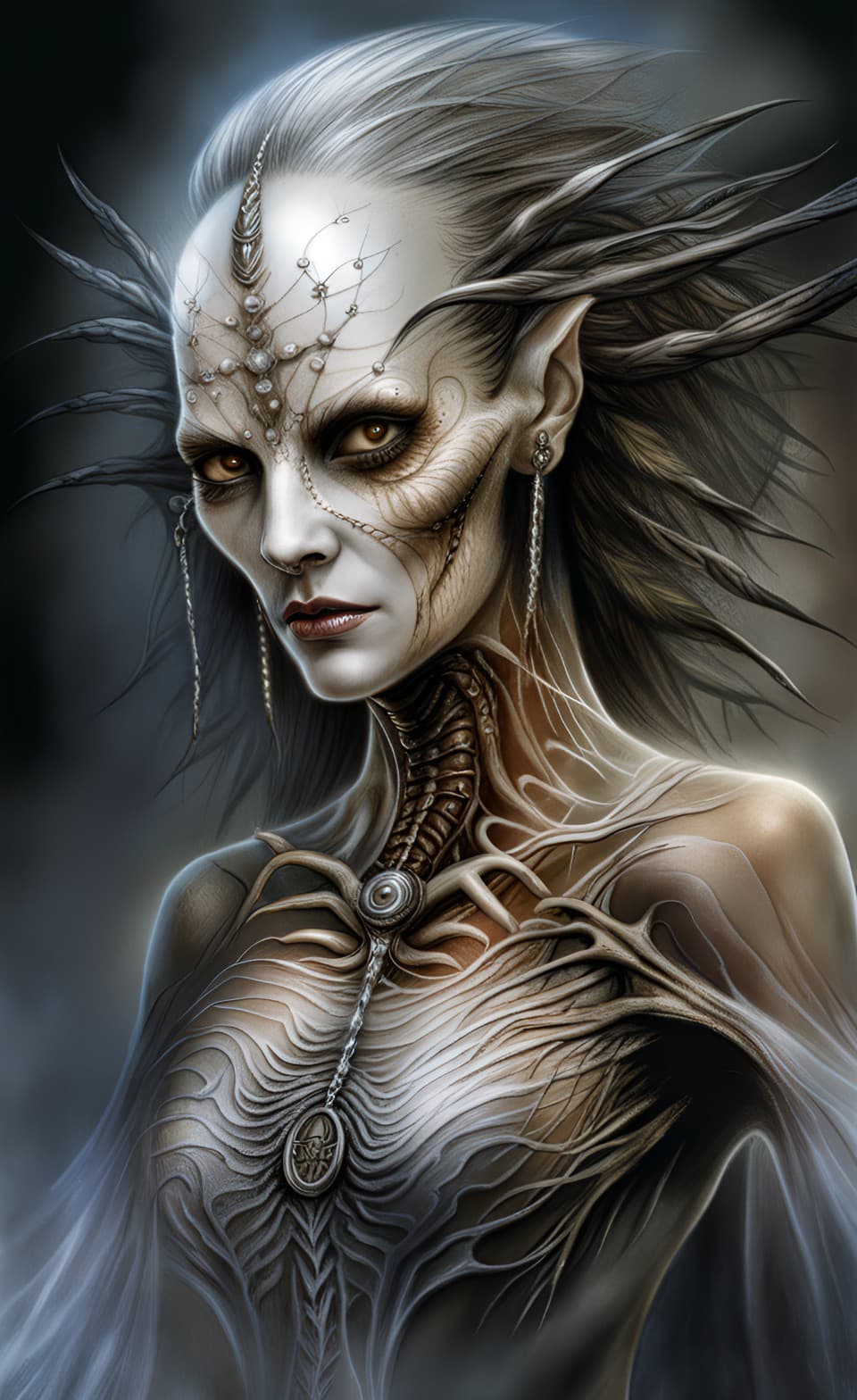 AI generated: A portrait of a "biomechanical" distinctive stylistic innovation representation of humanoid entity a...